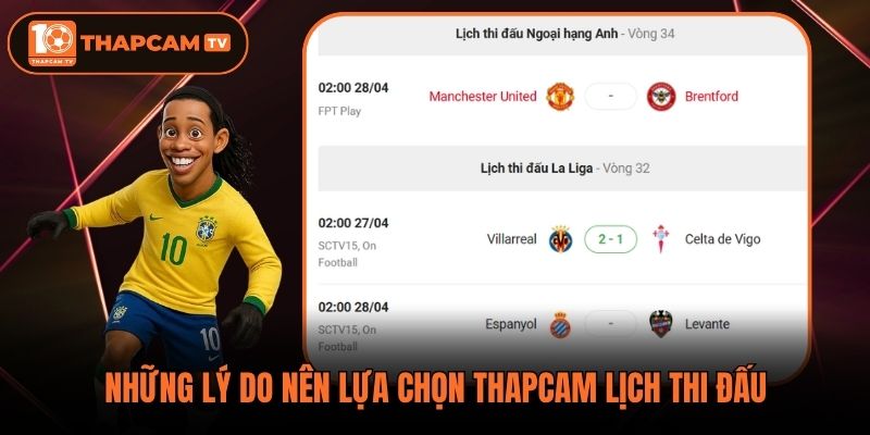 Những lý do nên lựa chọn ThapCam lịch thi đấu
