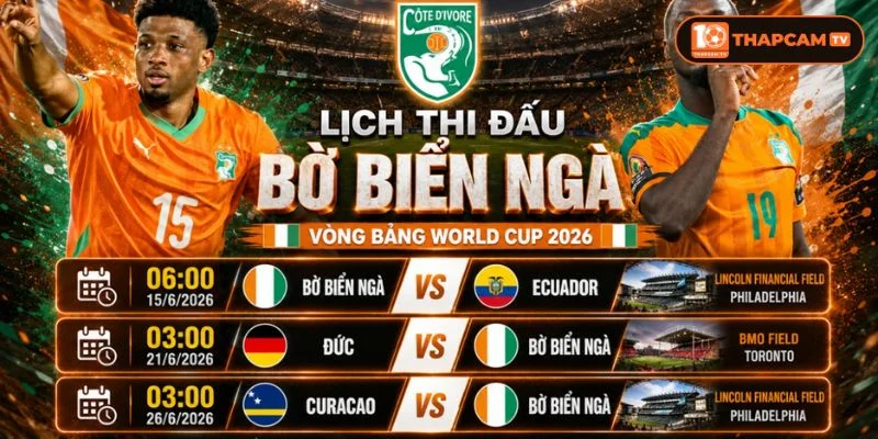 Đội hình tuyển Bờ Biển Ngà World Cup 2026 đã có lịch thi đấu chính thức.